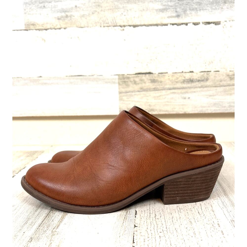Sofft Eurosoft Womens 8.5 Brown Leather Slip On Mule Shoes Casual Chic